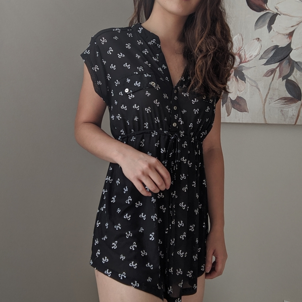 Bowtie Print Self-Tie Maternity Tunic Top